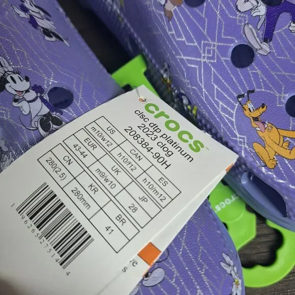 Crocs Disney 100 Years Of Wonders Platinum Edition Purple Mens 10 Women's 12 NWT - Picture 9 of 10